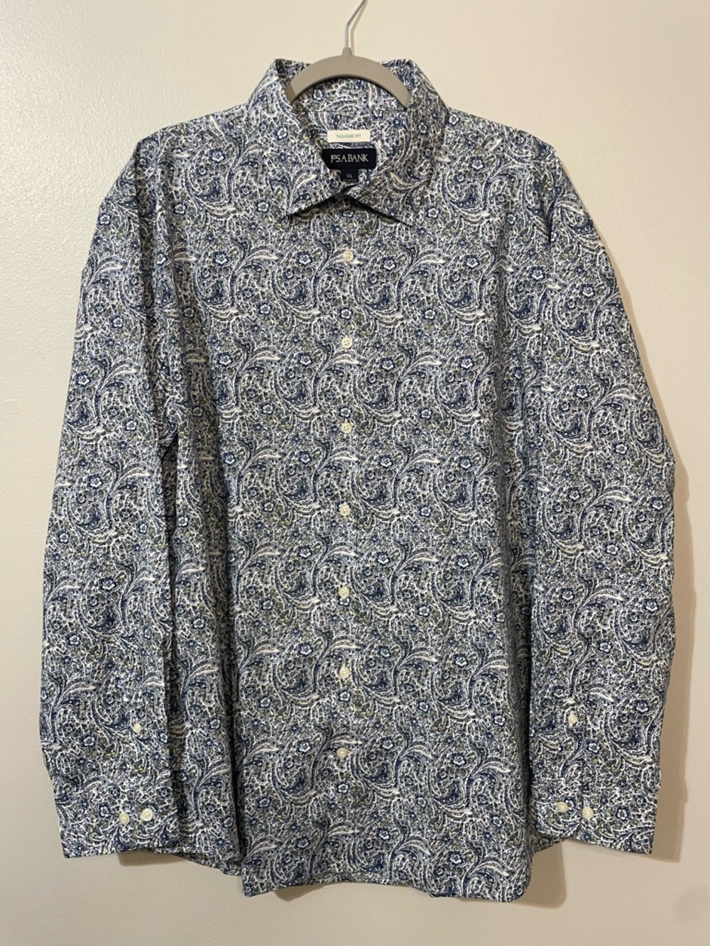 Jos A Bank Men’s Paisley Floral Dress Shirt Spring Summer Navy Pastel Multi XL